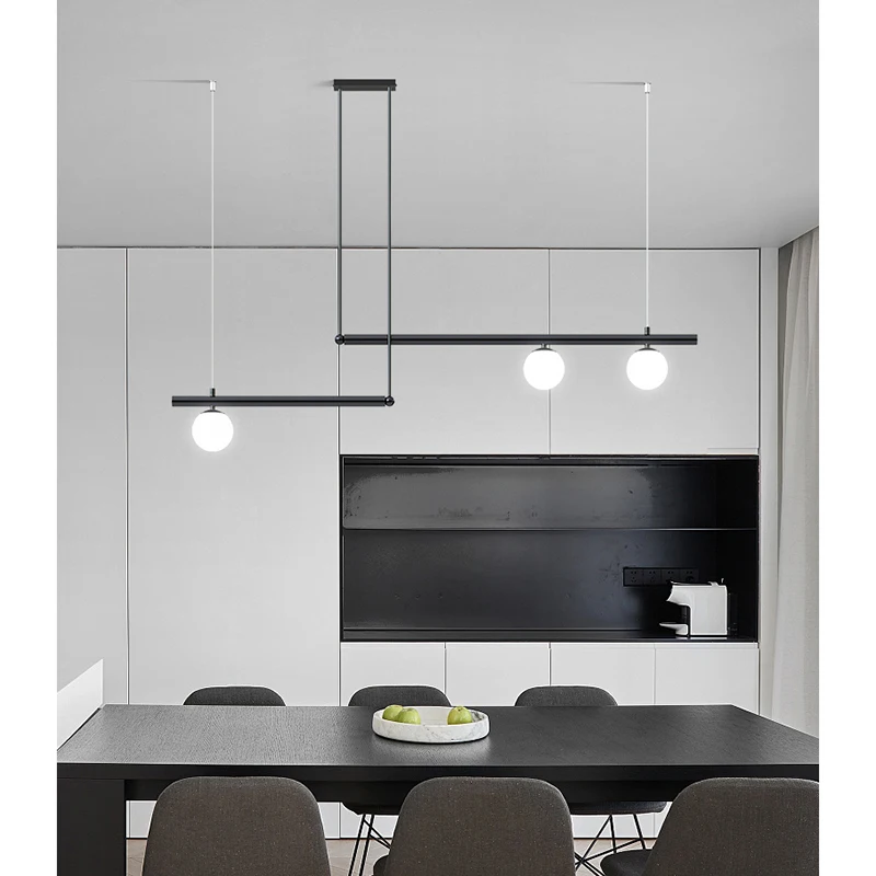 Fumi Modern Chandelier,Black Pendant Light Fixtures with Glass Shade, Indoor Mid Century Hanging Ceiling Light for Kitchen Isl