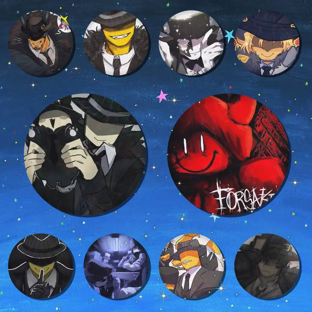 Insignia de Mafioso Desperdiciado para Mochilas, Accesorios, Iconos de Manga, Broches Redondos de Dibujos Animados para Ropa, Decoración de Bolsos, Regalos