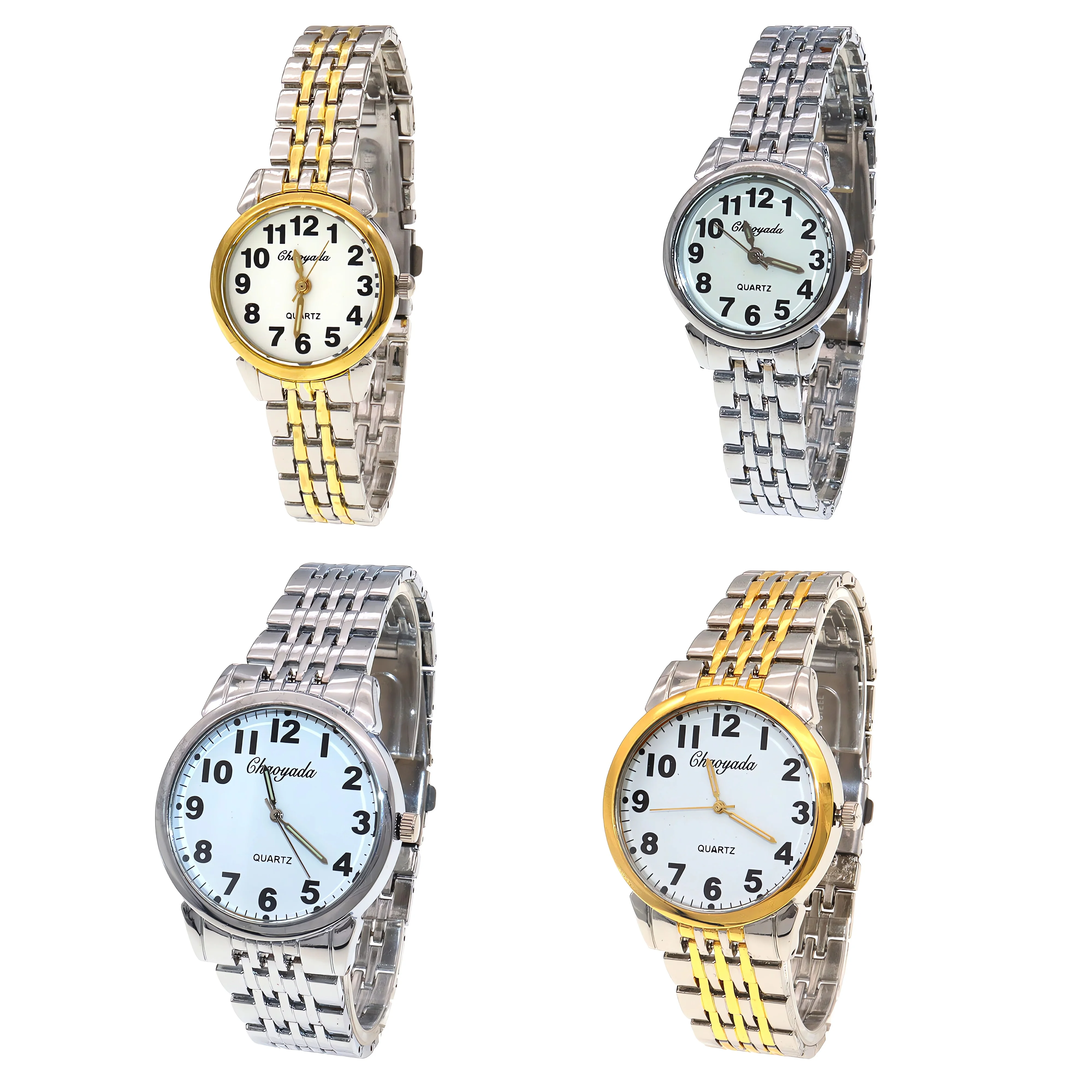 

4Pcs Men Women Stainless Steel Fashion Quartz Lovers Watches Simple Watch