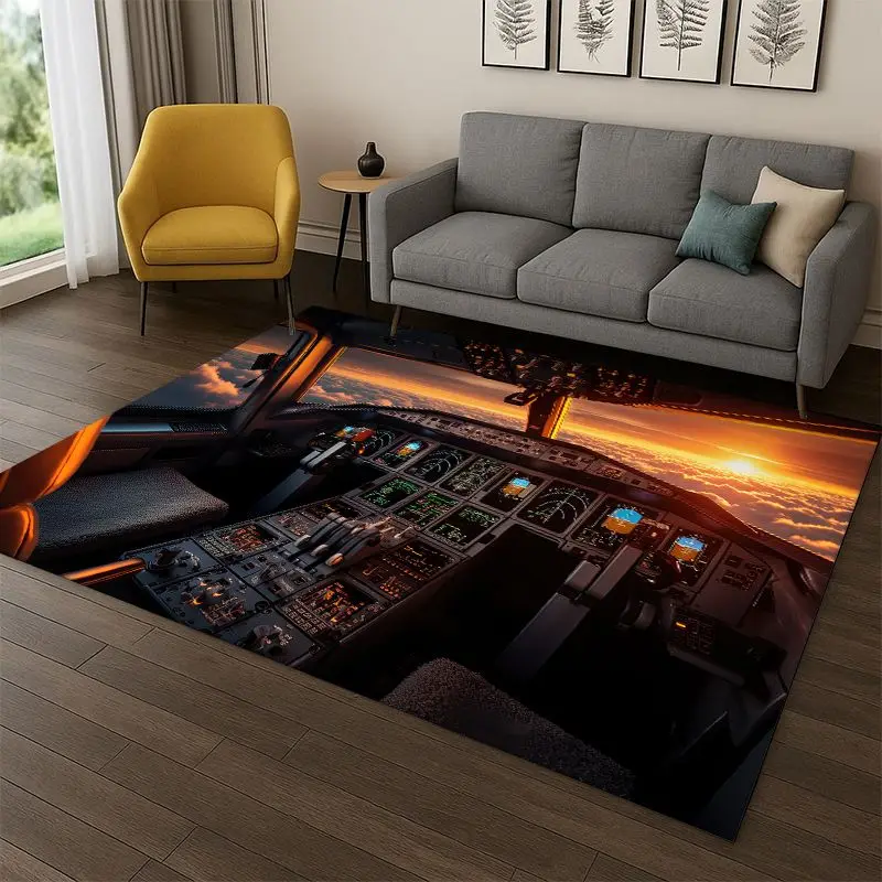 Aircraft Control Cockpit Cabin Spacecraft Moto Carpet Rug for Bedroom Living Room Sofa Doormat Home Decor,Area Rug Non-slip