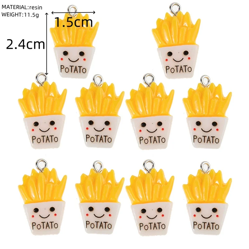 10Pcs Colourful Cartoon Giraffe Charms Simulation French Fries Pendant for DIY Cute Animal Keychain Jewelry Craft Accessories ﻿
