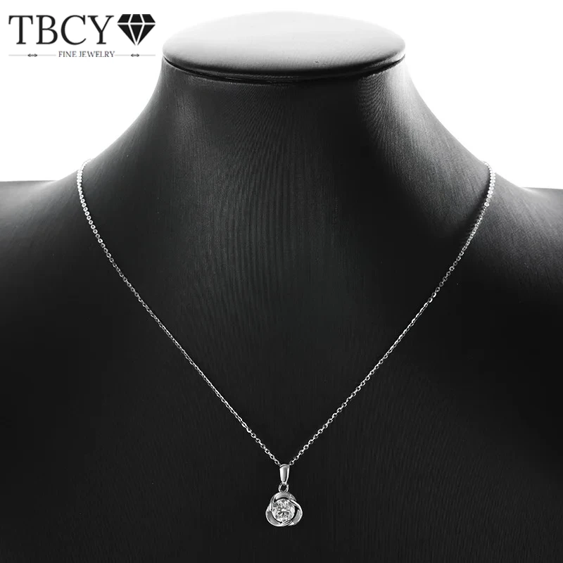 

TBCYD 1CT D Color Moissanite Pendant Necklace For Women GRA Certified S925 Silver Wedding Engagement Neck Chain Jewelry Gifts