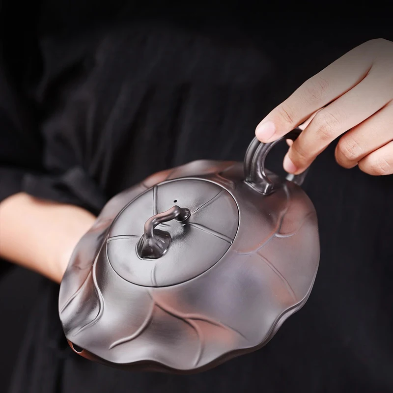 

Purple Clay Teapot Purple Pottery Teapot Pure Handmade Famous Teapot Tea Set Large Capacity Full Handmade Lotus Leaf Teapot