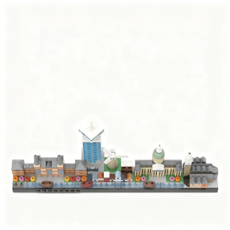 453PCS MOC Architecture Amsterdam Skyline Model Custom Building Blocks DIY Assembly Display Gift Collectible Decoration Ideas view 4