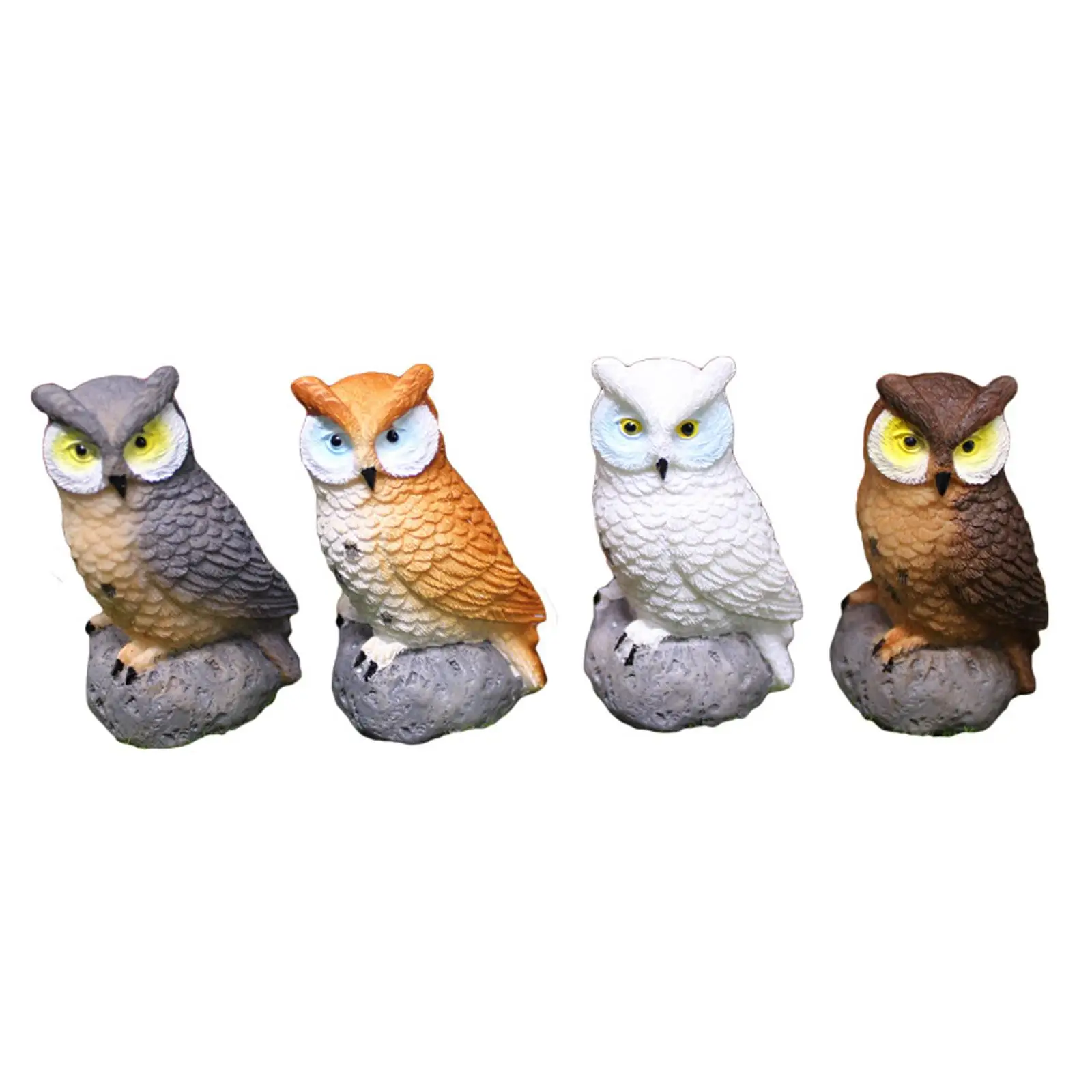 4x Mini Owls Figurines for Micro Landscape Bonsai Crafts Home Decor Plant Pot