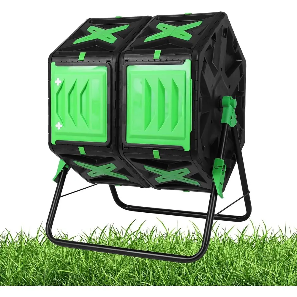 

140-Liter Dual-Chamber Tumbler for Rapid Composting - Easy Assembly and Setup for Outdoor Gardens