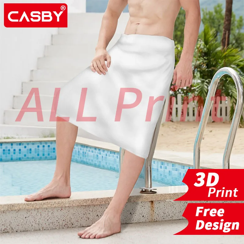 Men's Soft Bathrobes Comfortable Solid Men's Bath Dress Towels and Pocket 3D Print Custom Logo All Print Design DIY Free Design