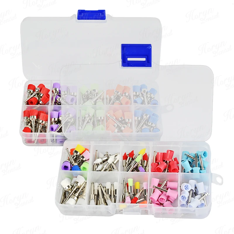 

100Pcs Dental Nylon Polishing Brushes Colorful Prophy Brushes Disposable Polish Polisher RA Shank Dentistry Polisher Accessory
