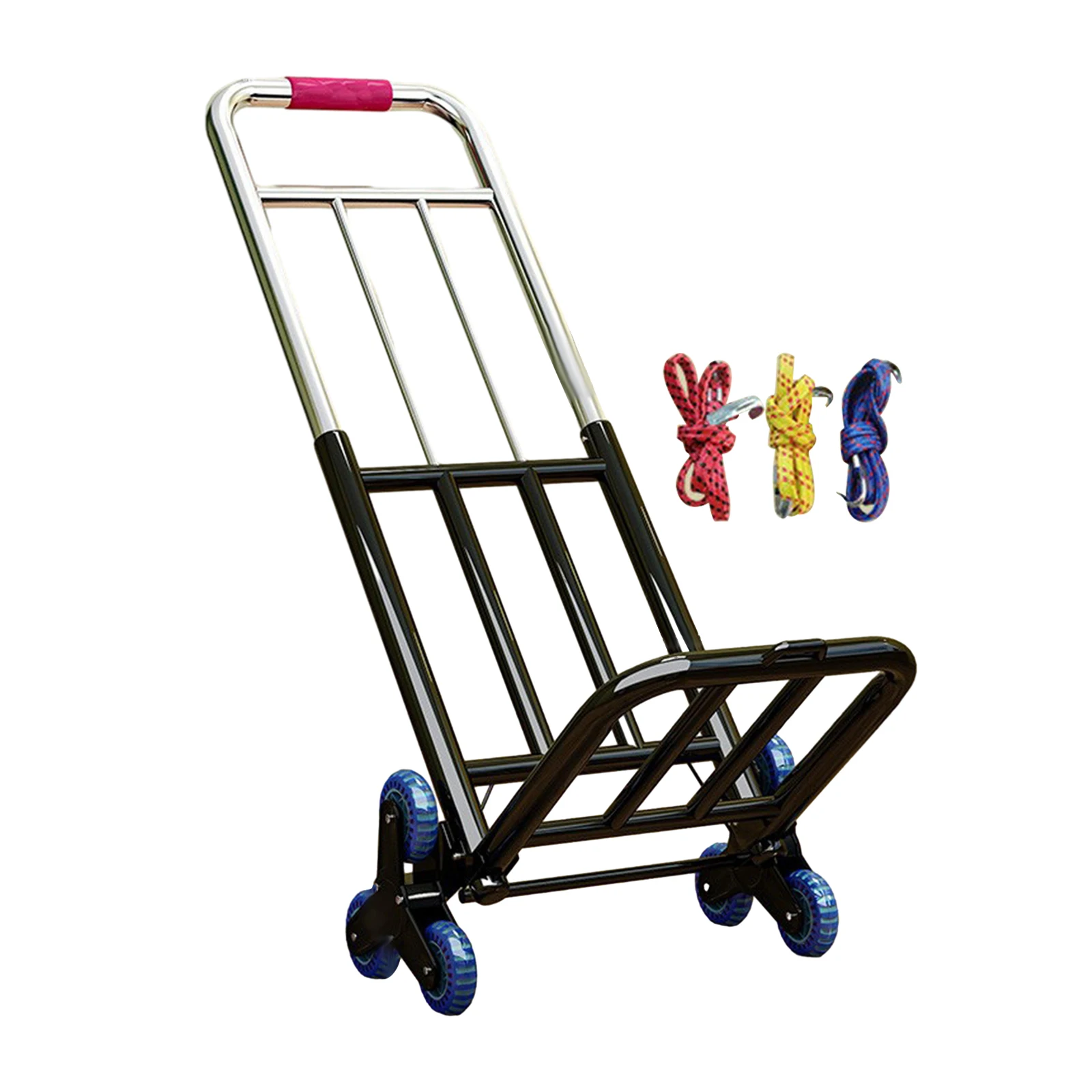 Portable Folding Hand Truck Multipurpose Stair Climbing Dolly Cart with Adjustable Handle for Handling Household