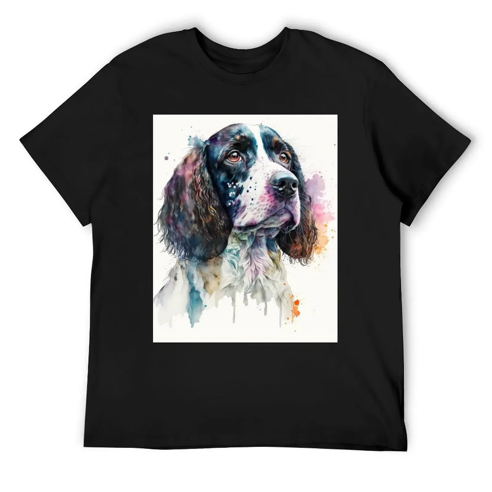 

English Springer Spaniel Watercolor Sketch T-Shirt oversized new edition vintage t shirt men