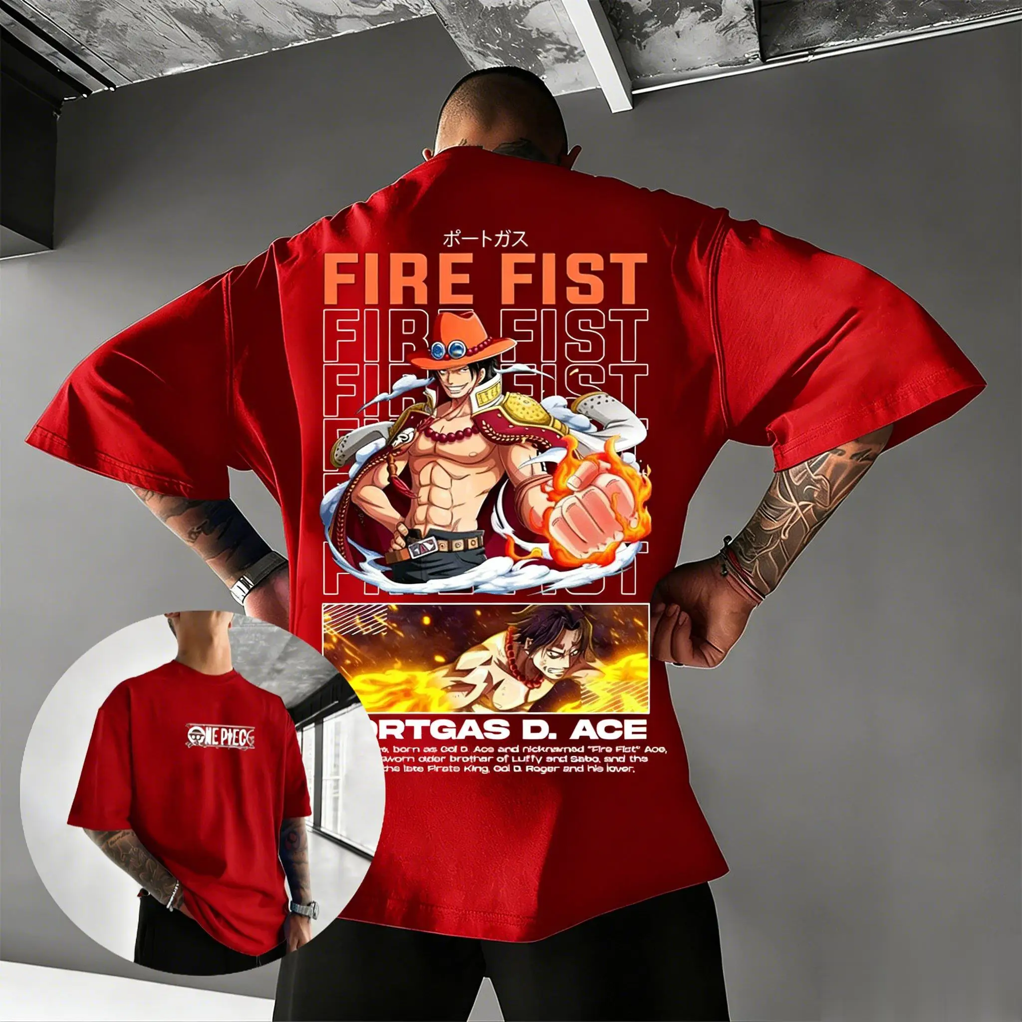 

One Piece Ace Fire Fist Anime Retro Cartoon Printed T-shirt for Men Women 2026 Summer Pure Cotton Short Sleeved Street Style Top