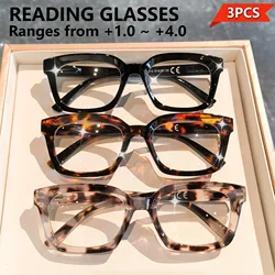 3 Pack Stylish Square Reading Glasses for Male Female Spring Hinge Blue Light Blocking Comfortable Fit Durable Construction