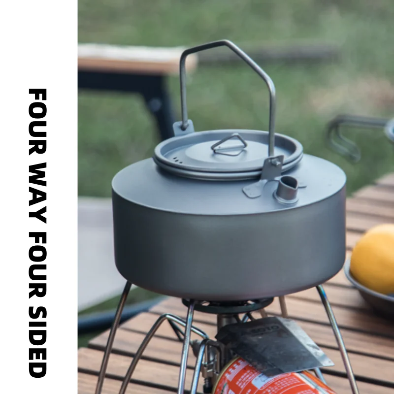 

600ml/800ml/1000ml Large Capacity Pure Titanium Kettle Stainless Steel Handle Camping Kettle Outdoor Lightweight Portable Kettle
