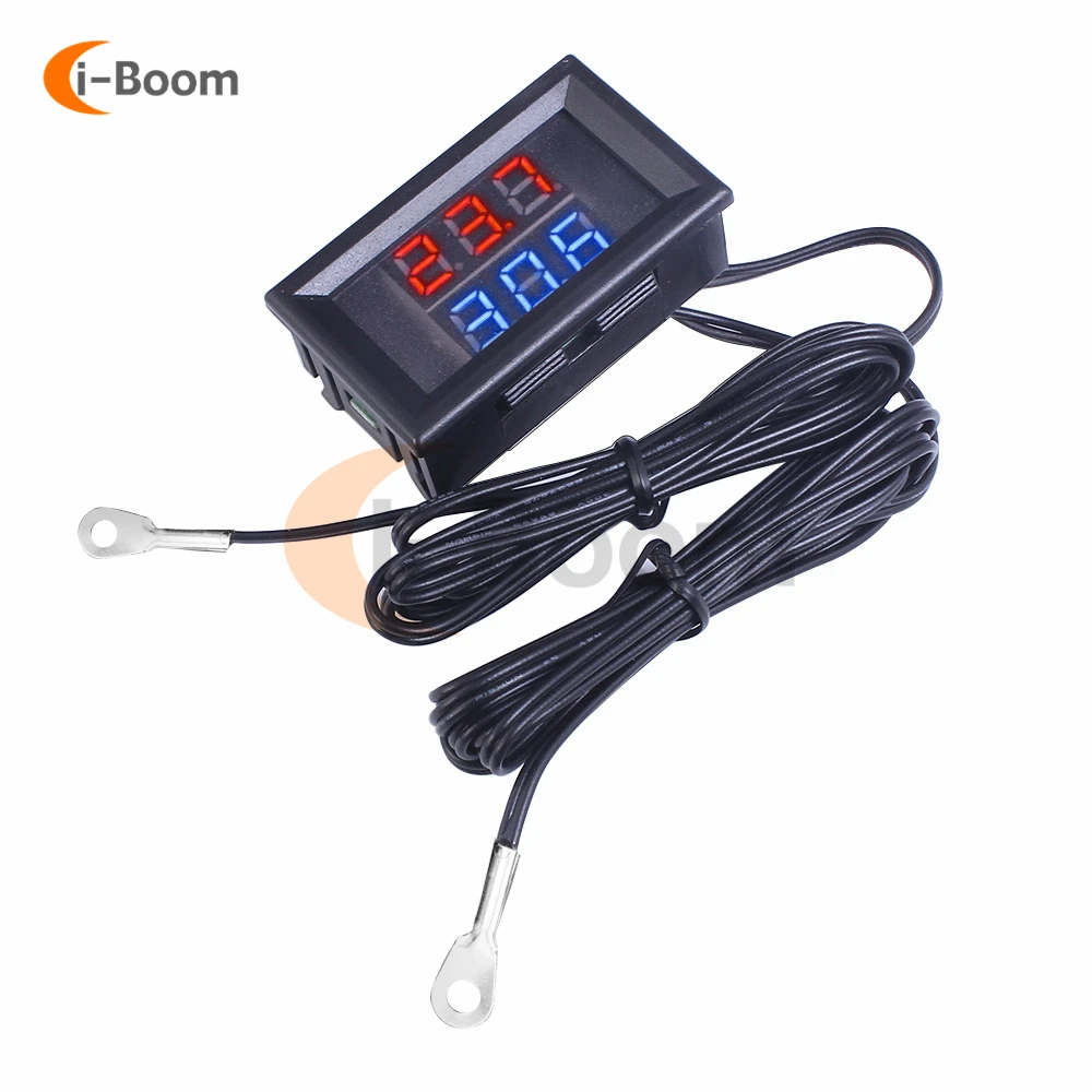 DC 4V-28V LED Dual Display Digital Thermometer Temperature Sensor Tester 0.28 inch Screen Display With NTC Metal Probe