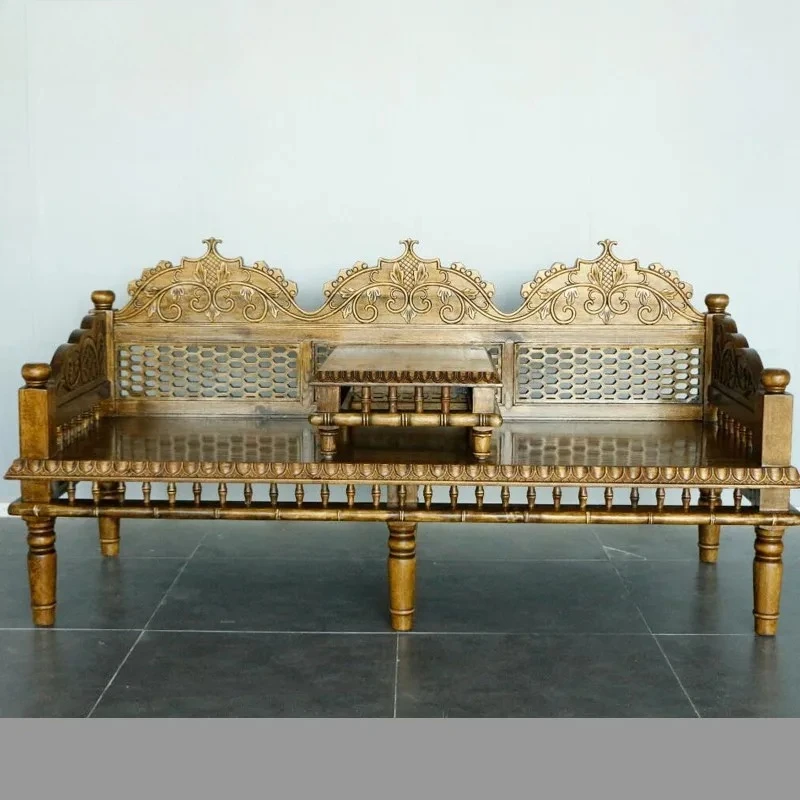 เฟอร์นิเจอร์ขนาดเล็ก ห้องนั่งเล่น โซฟาห้องนอน สไตล์โมร็อกโก ไทย 3 คน โซฟาไม้เนื้อแข็ง