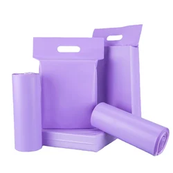 25x35cm/28x42cm Tote Bag Portable Express Bag with Handle Purple/Pink Plastic Courier Bags Self Sealing Shipping Envelope 10Pcs