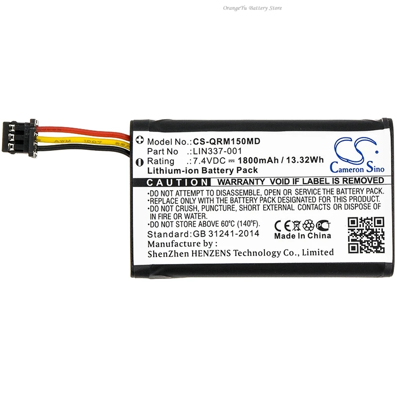 7.4V 1800mAh Medical Battery LIN337-001 for Eitan Medical Sapphire Infusion Pump, For QCore Sapphire Multi-Therapy, SapphirePlus