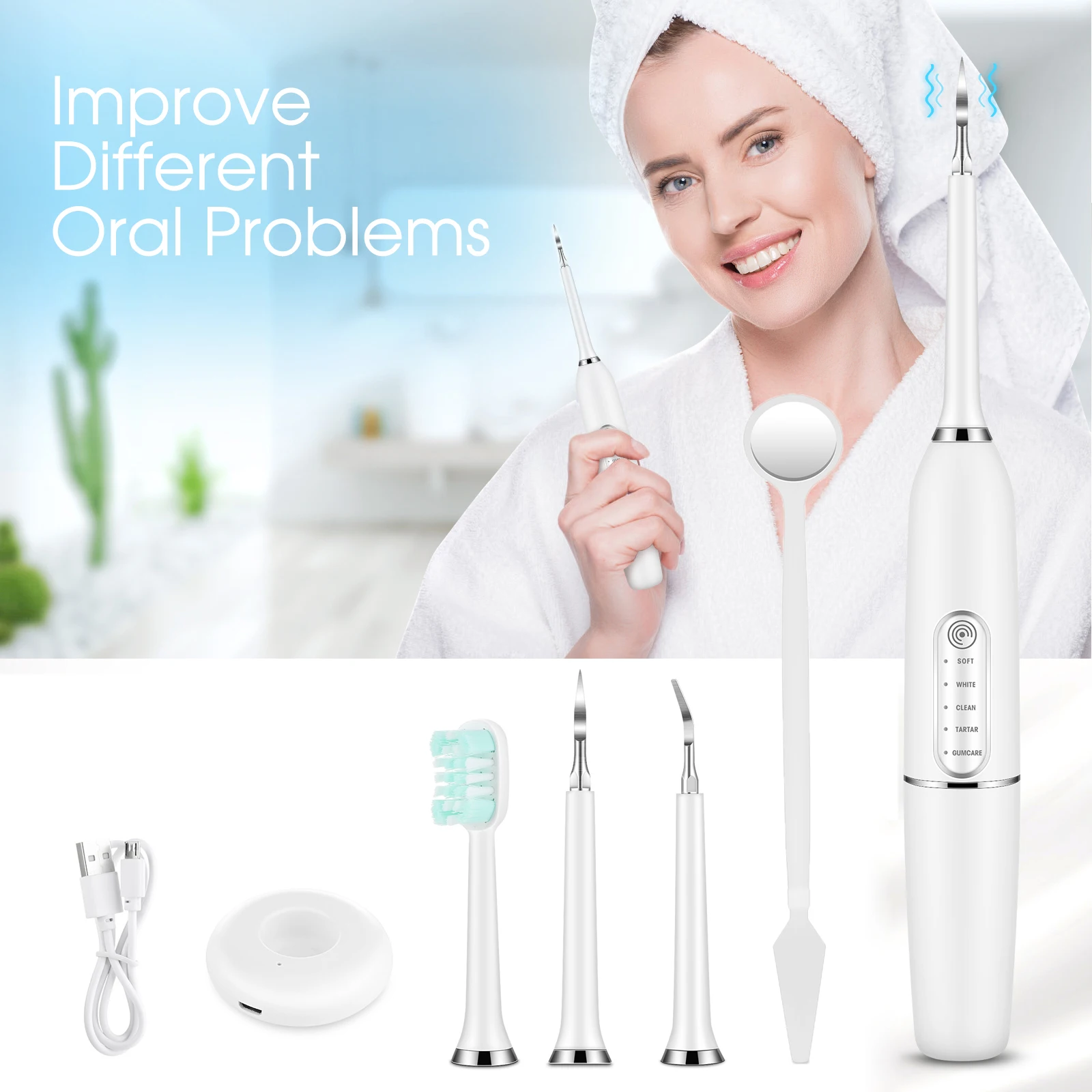 

Electric Dental Calculus Remover Dental Cleaning Device Teeth Cleaner Tooth Whitening Irrigator Remove Tartar Scaler Teeth Care