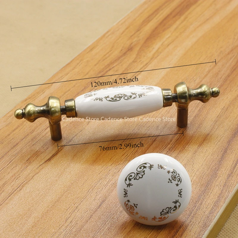2 قطعة الأوروبي البرونزية السيراميك مقابض للخزانة سبائك الزنك مقابض أدراج خزانة مقابض الأبواب الأثاث مقبض 76 مللي متر #3