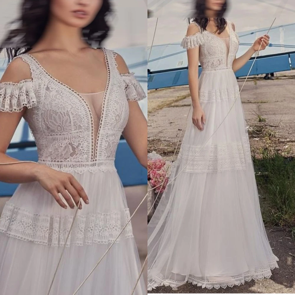 Robe de mariée formelle en mousseline de soie blanche personnalisée, Sexy, col en v, dos nu, haute qualité, sans manches, robes de mariée délicates
