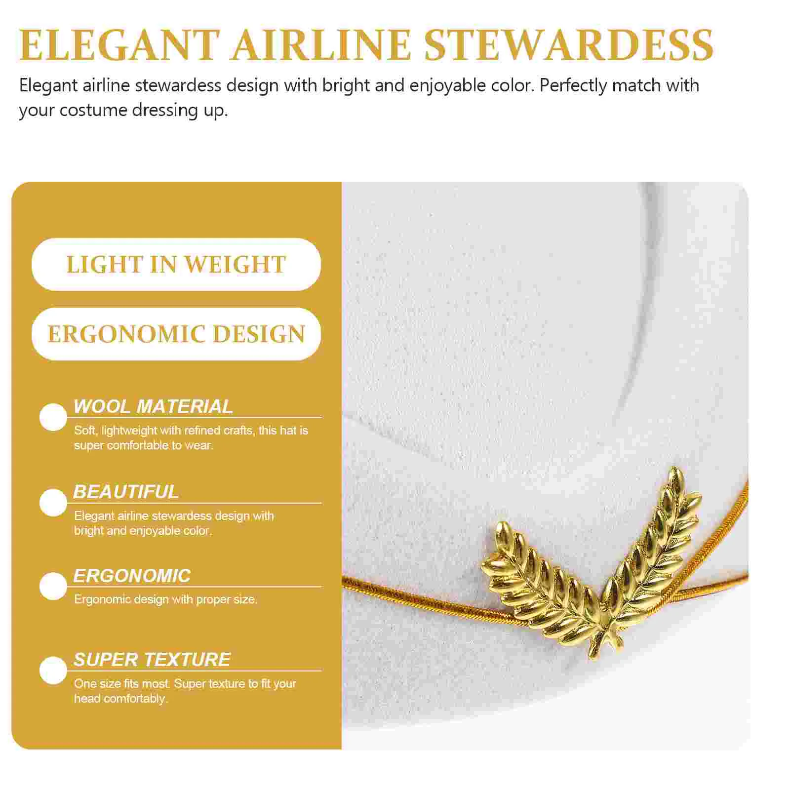 Stage Performance Hat Stewardess Cosplay Accessories Decorative Airline Flight Attendant Cap