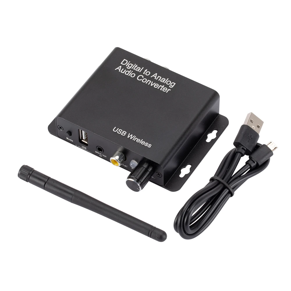 Digital to Analog Audio Converter 3.5mm Optical/Coaxial/U Disk USB Wireless Receiving Adapter RCA L/R Stereo Audio Amplifier