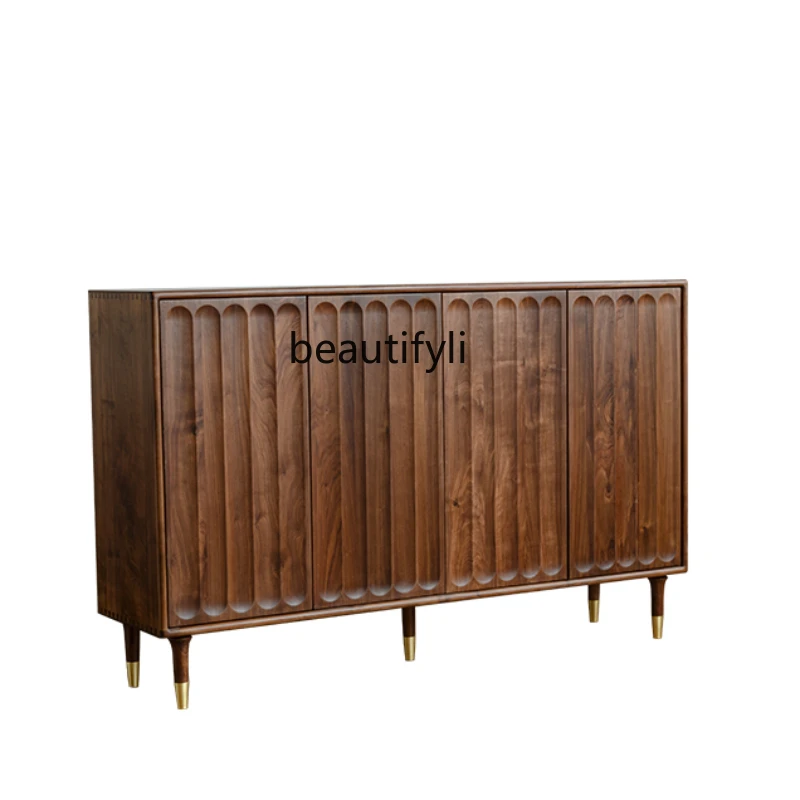 

Shoe Cabinet Home Large Capacity Storage Cabinet Locker Black Walnut Solid Wood Nordic Entrance Cabinet