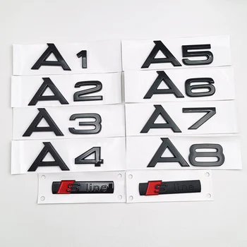 아우디 S라인 자동차 펜더 스티커 액세서리, 3D ABS 블랙 S 라인, A1 A2 A3 A4 A5 A6 A7 A8 로고 엠블럼, 자동 배지 트렁크 데칼