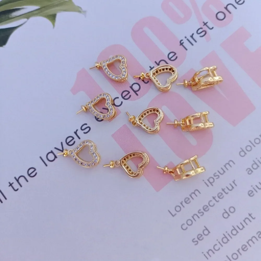 

18K Gold-plated, Zircon Heart-shaped Pendant, Half-mouth Sticky Needle, Spout Needle Fashion Accessory Diy