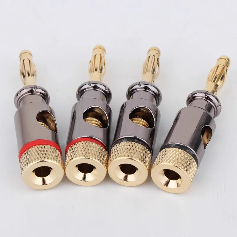 8/40/200PCS 4mm Speaker Banana Plug Connector Gold Plated Brass Speaker Adapter Audio Video Banana Connectors