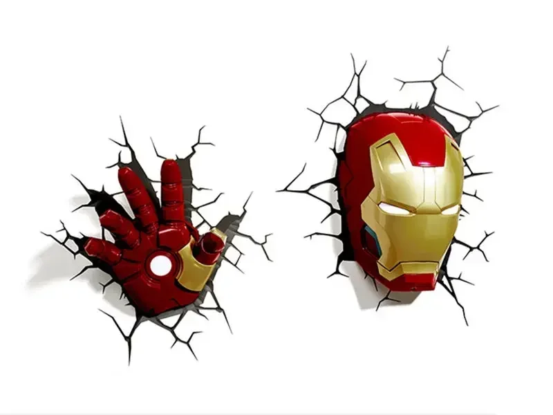 

Creative superhero Ironman Iron man Helmet Glove model 3D Wall Lamp Unique LED light Glove lamp Home room decorations kids gift