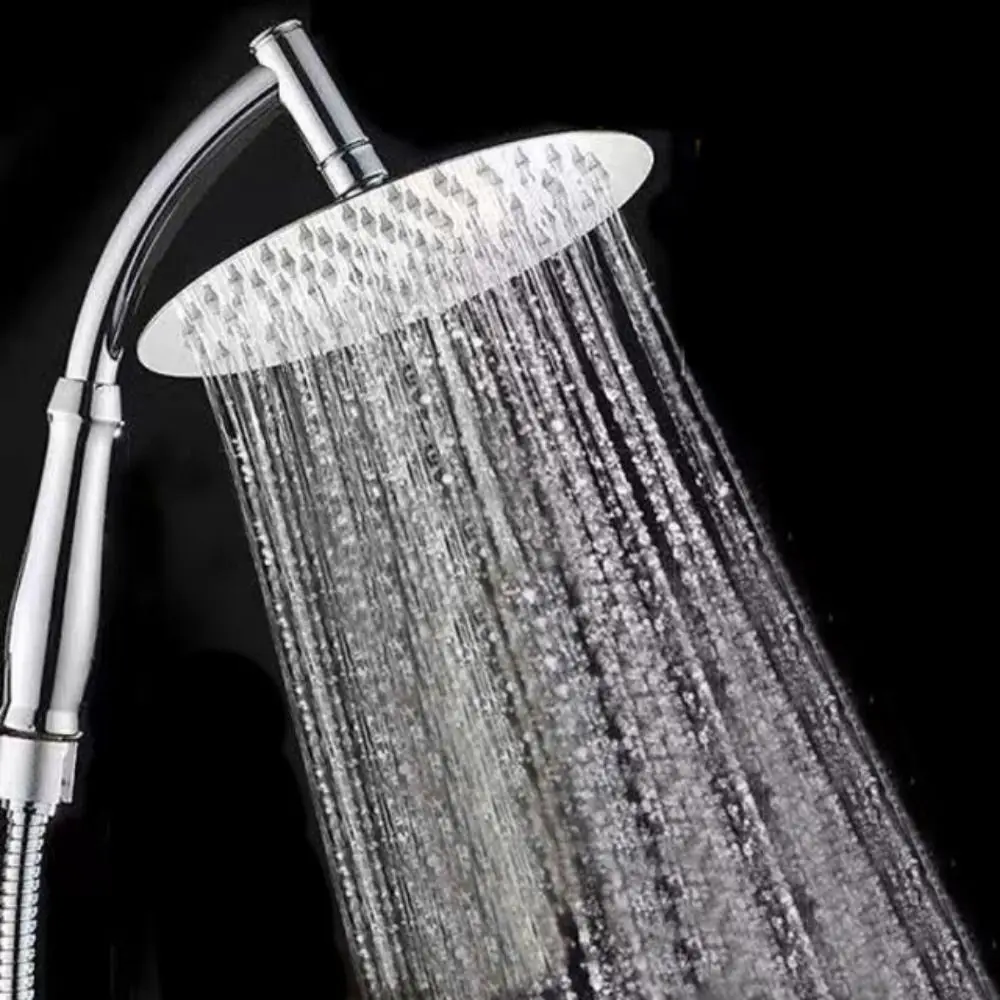 Stainless Steel Rainfall Shower Head High Pressure Square Shower Head Extender Large Curved Shower Extension with Shower Arm