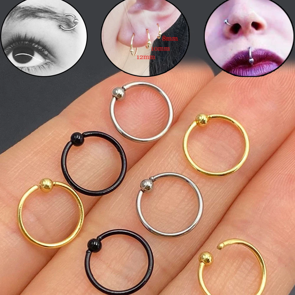 2 pz/pacco acciaio chirurgico Captive Bead Ring Ear Hoop anello al naso Loop Ear Tragus cartilagine Piercing Ring orecchino di gioielli per il corpo