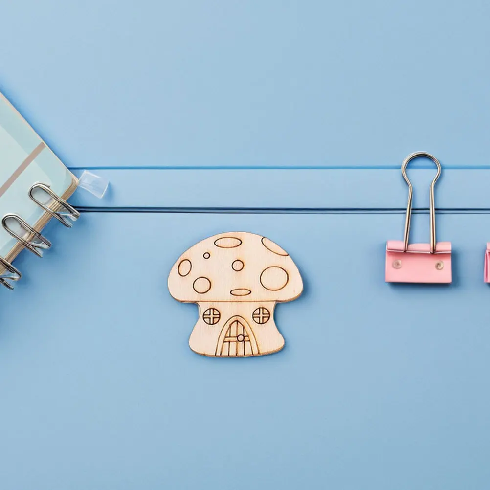 

10Pcs Wooden Mushroom Slices DIY Craft Shapes Unfinished Wood for Painting Carving Decorating Family Activities Birthday Holiday