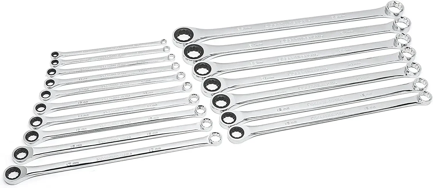 GEARWRENCH 17 Pc. GearBox 12 Pt. XL Double Box Ratcheting Wrench Set, Metric - 85989