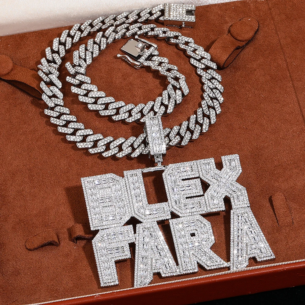 

Hiphop Custom Personalized Pendant Letter Baguettecz Cut Cubic Zirconia 5A+ CZ Hip Hop Chain Cuban Chains Link Fashion Jewelry