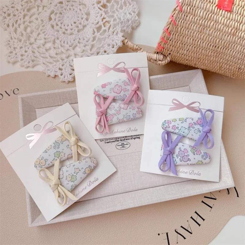 

2pcs/set Girls Sweet Hair Clips Floral Printed Children's Hairpins Barrettes Hairgrips Kids Headwear Fashion Hair Accessories