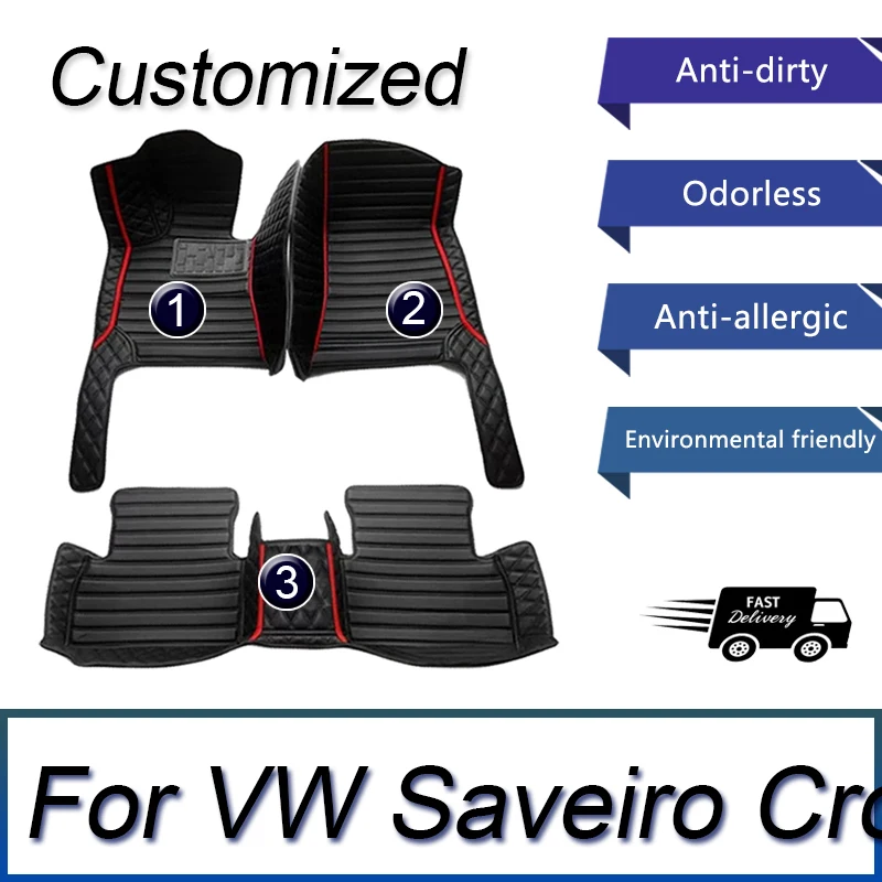 Custom Fit Automotive Car Floor Mats For VW Saveiro Cross G5 5U 2009~2017 Luxury Leather Men Women Full Coverage