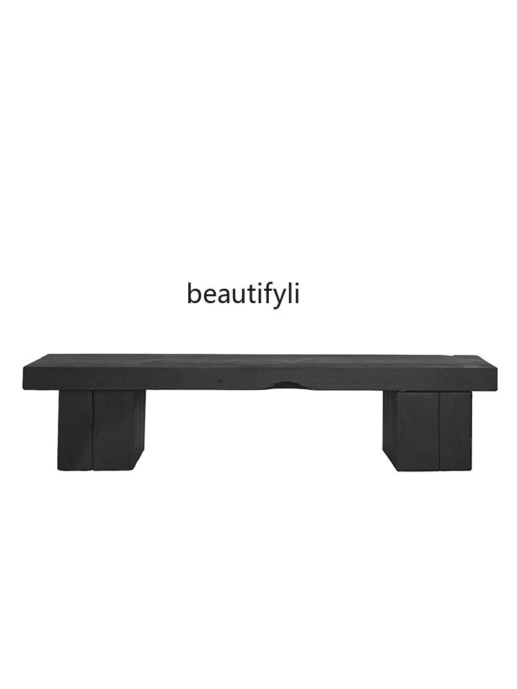 

Mid-Ancient Long Stool Quiet Style Log Art Shoes Modern Living Room High-Grade Retro Decorative Stool Living Room Furniture