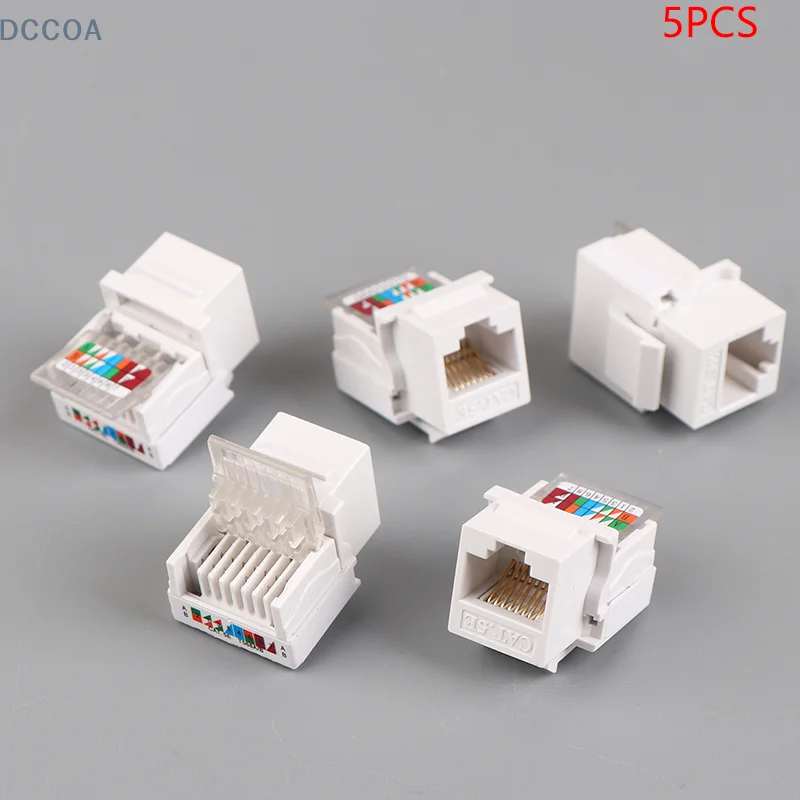 5 قطعة RJ45 موصل معلومات المقبس منفذ الكمبيوتر مهائي كابلات جاك أداة خالية CAT5E UTP محول كابل الشبكة