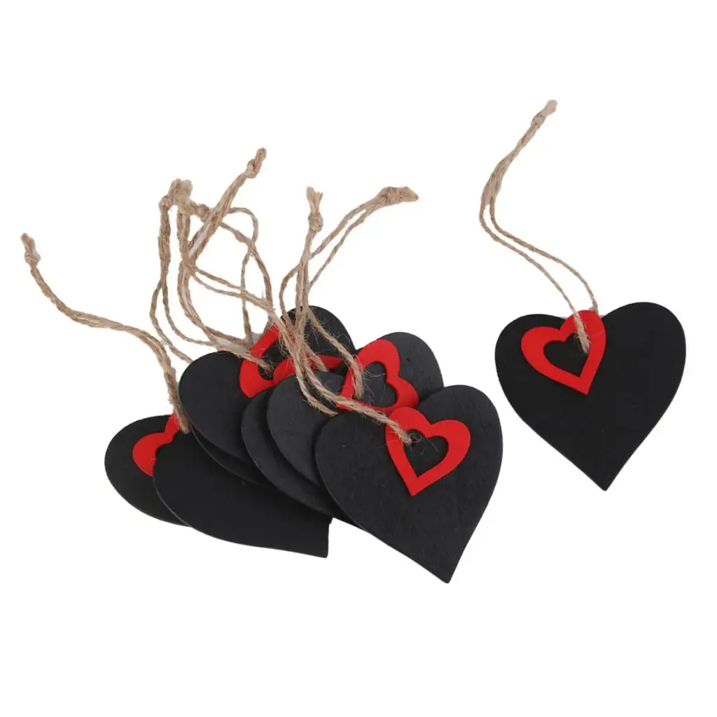 

10pcs Mini Red Heart Chalkboard Tags with String