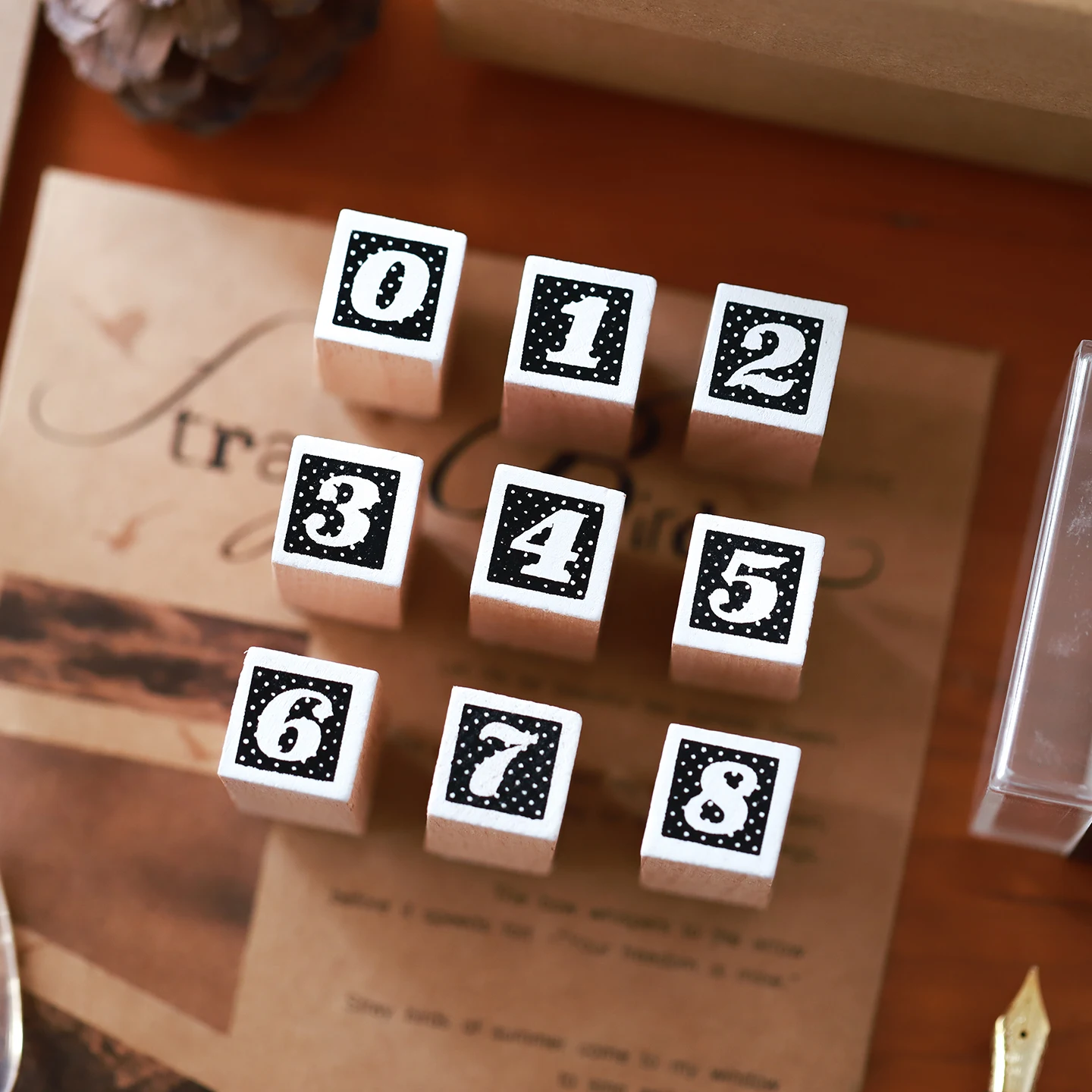 9-Piece Mini Stamp Set for Journals, Cute Numbers, Hearts, and Star Patterns for DIY Decoration
