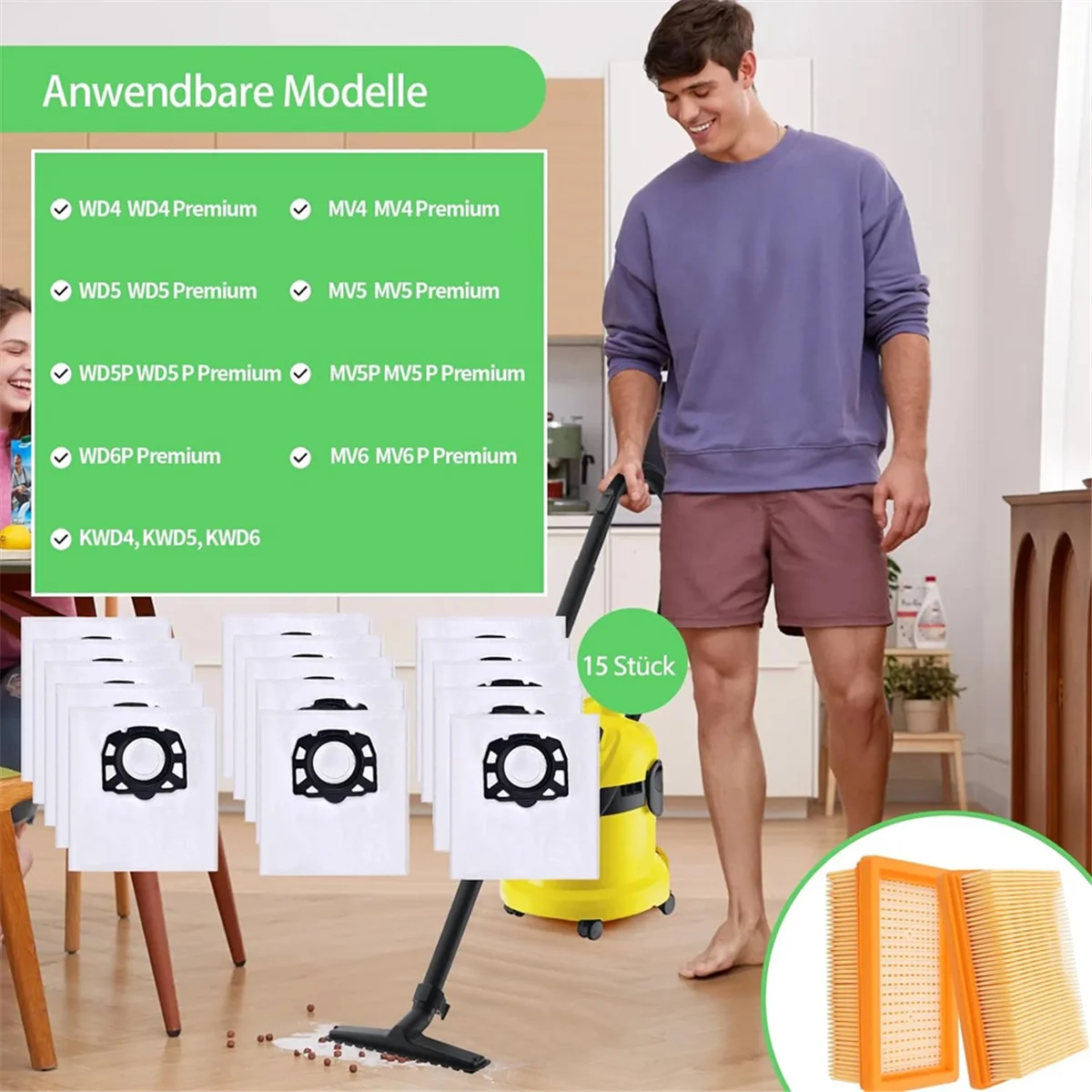 ถุงดูดฝุ่นตัวกรอง2.863-006.0สำหรับ WD4คาร์เชอร์ WD6 WD5P อะไหล่อะไหล่เปลี่ยนเครื่องดูดฝุ่นระดับพรีเมียม WD6P