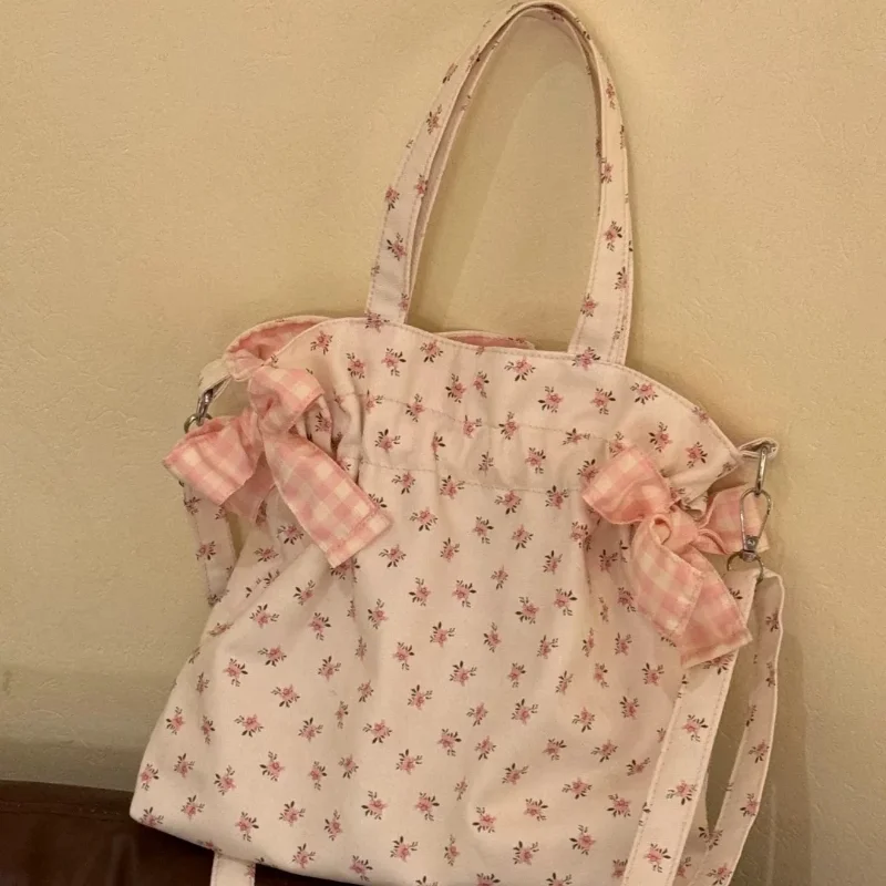 

Sweet Floral Bow Crossbody Bag Commuter Storage Phone Bag Casual Travel Shoulder Bag Youth Summer Versatile Tote Bag Travel Bag