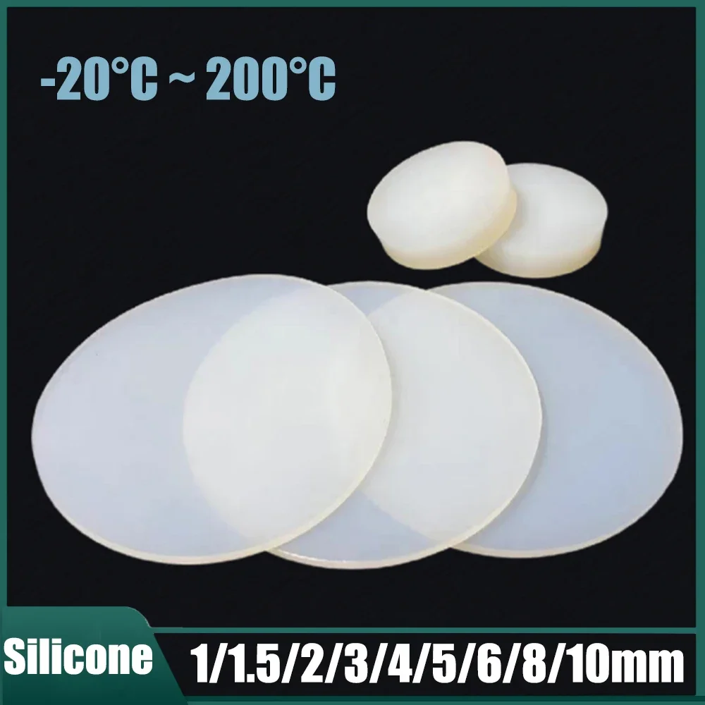 

10pcs White Solid Round Silicone Rubber Sheet Seal Gaskets Pad Dia 5mm-100mm Thick 1mm-10mm