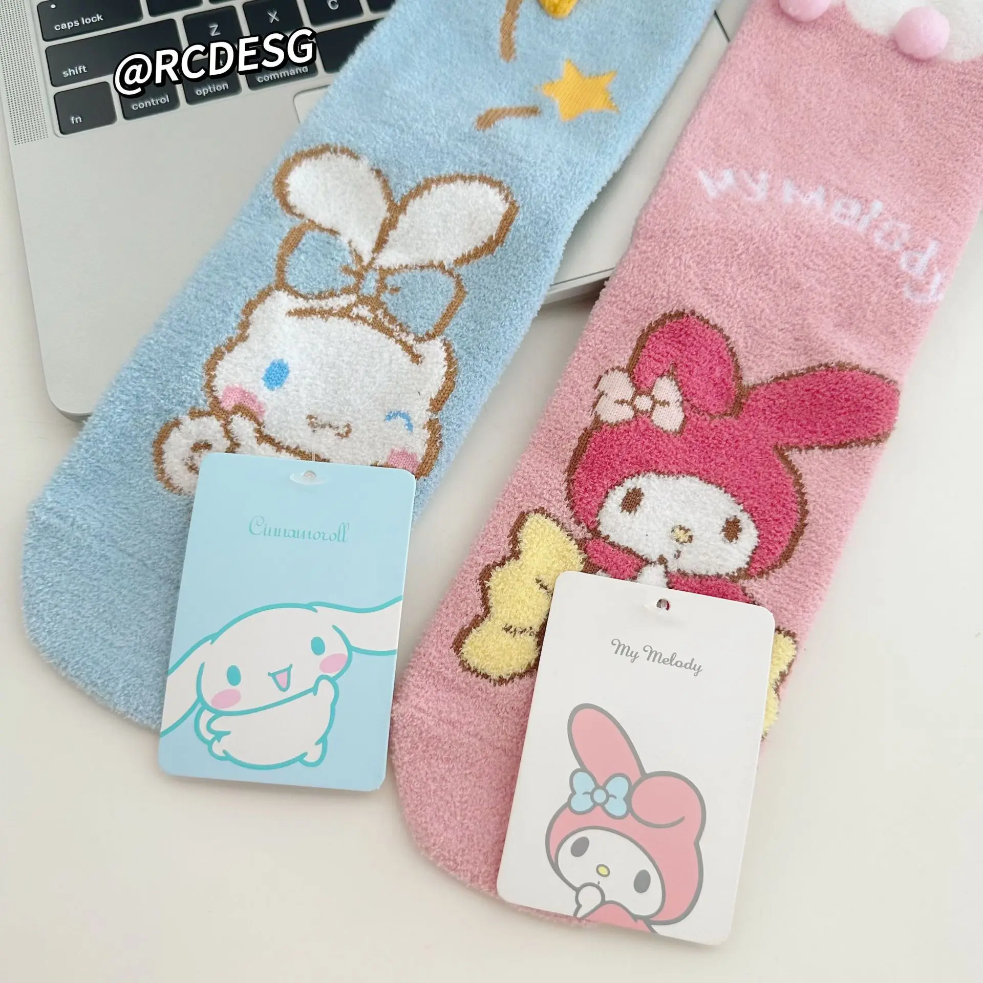 Kawaii Sanrio Pluche Sokken Cartoon Cinnamoroll Kuromi My Melody Anime Sockings Herfst/Winter Vloer Zachte Ademende Sokken Voor meisje
