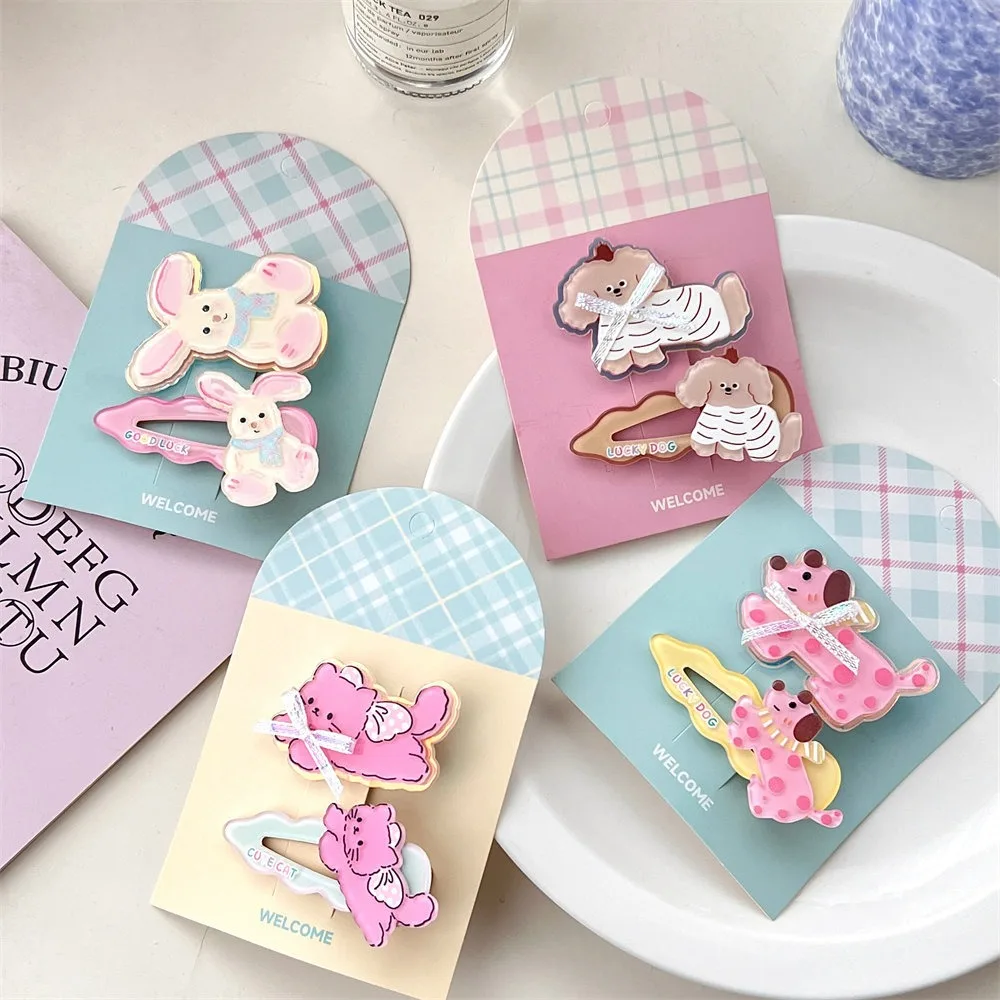 

2pcs Acrylic Barrettes Girls Cartoon Animals Hair Clip Cute Cat Hair Accessories For Kids