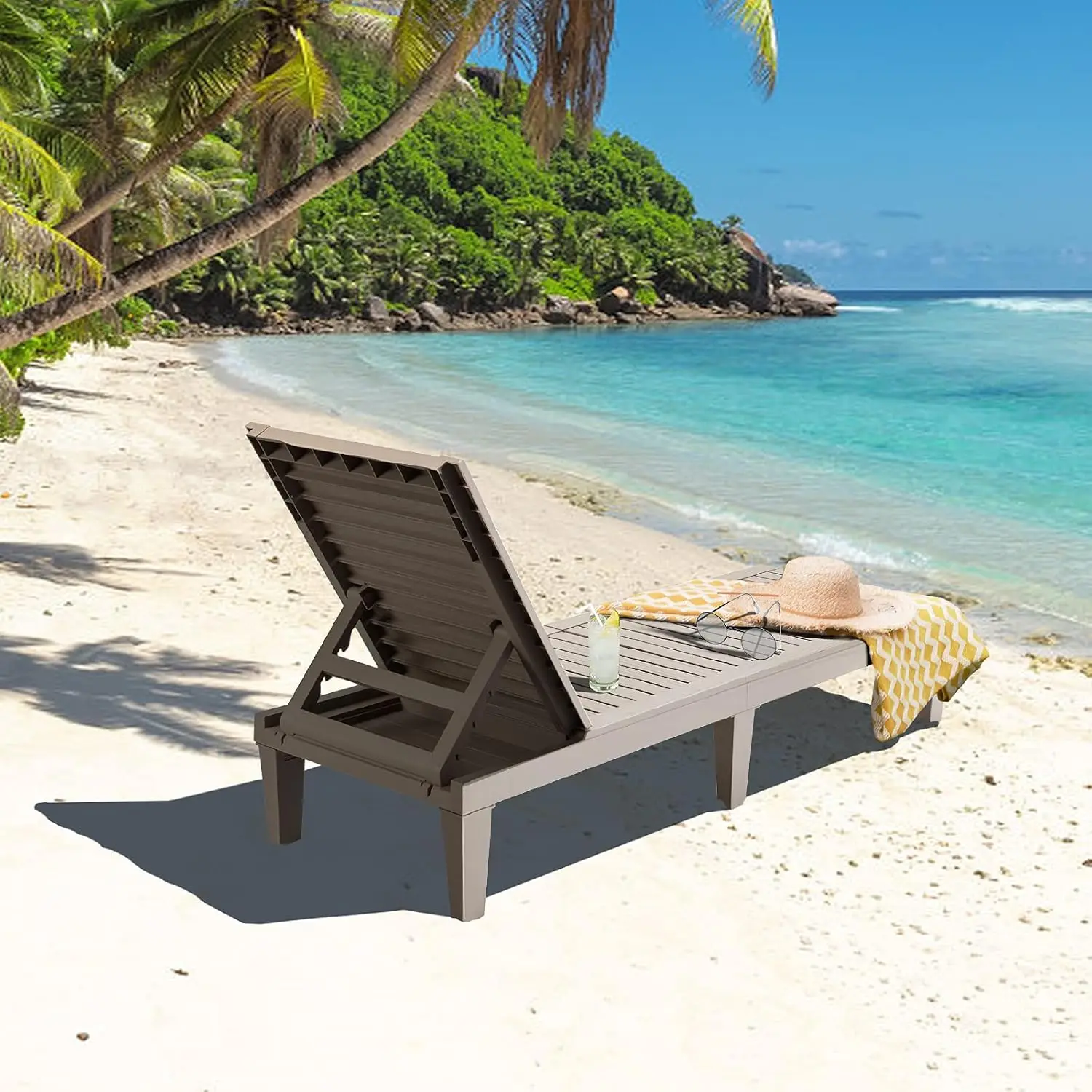 5-Position Adjustable Outdoor Chaise Lounge Set of 2, Weather-Proof Rust-Resistant Recliner for Patio Poolside, Customized