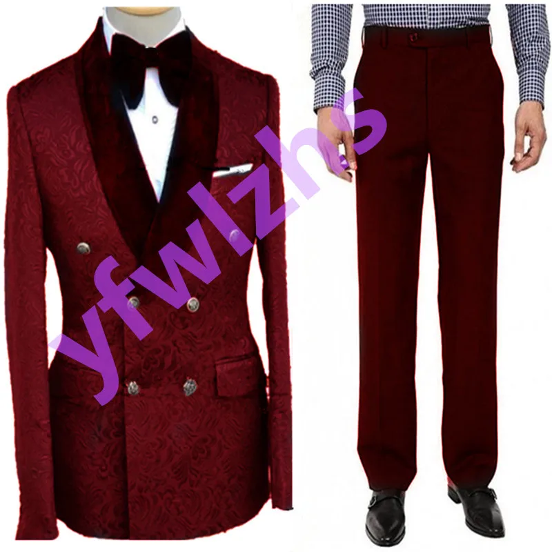 Customize Men Suits Groomsmen Shawl Lapel Groom Tuxedos Wedding Dress Blazer Prom Dinner (Jacket+Pants+Tie) A3912