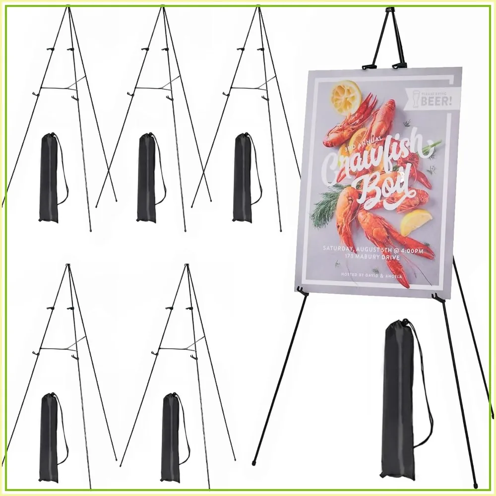 

6Pcs Adjustable Metal Easel Stands for Display, Portable Tripod Sign Easels with Bag for Wedding, Painting, Poster